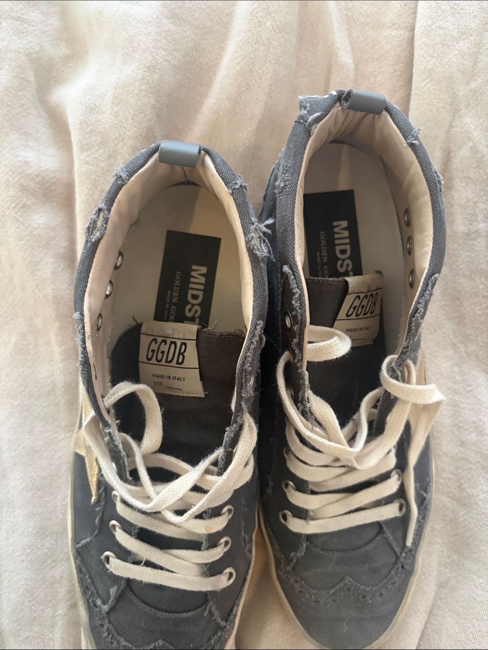 Golden Goose Gray High-Top Sneakers with Gold Star - Picture 2 of 3
